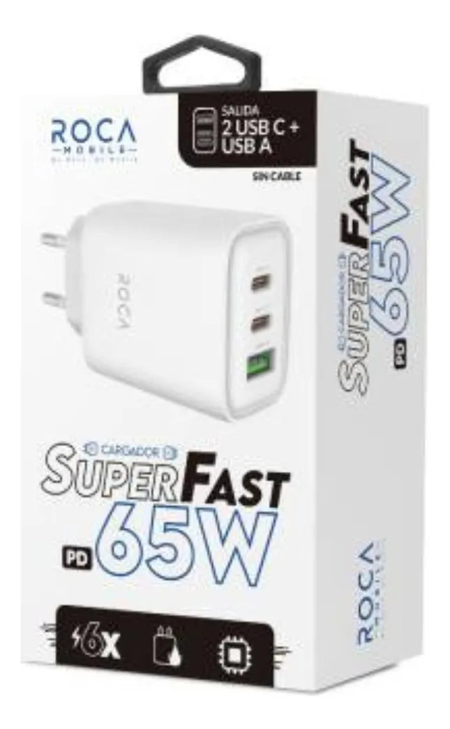 Cubo Roca Mobile Salida 2 USB C+USB A (Sin cable)